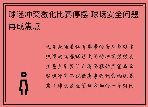 球迷冲突激化比赛停摆 球场安全问题再成焦点